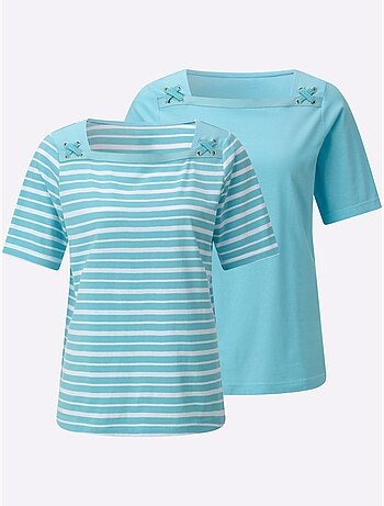 Ensemble T-shirts Pur Coton - Taille Standard - Witt - Lot de 2