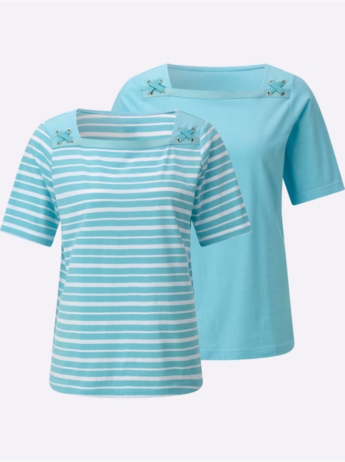 Ensemble T-shirts Pur Coton - Taille Standard - Witt - Lot de 2 - Kiabi