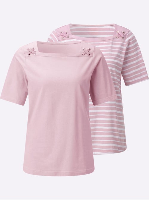 Ensemble T-shirts Pur Coton - Taille Standard - Witt - Lot de 2 - Kiabi