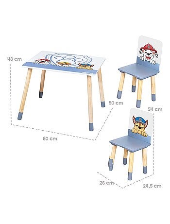 Ensemble table + 2 chaises enfant en bois 'Pat' Patrouille' ROBA