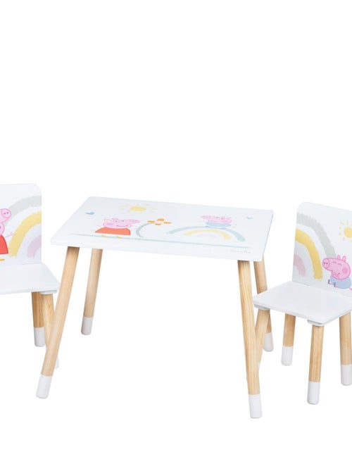 Ensemble table + 2 chaises enfant en bois 'Peppa Pig' ROBA - Kiabi