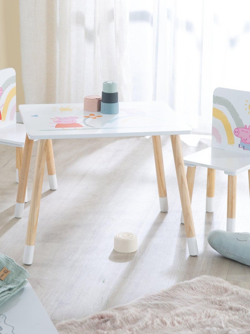 Ensemble table + 2 chaises enfant en bois 'Peppa Pig' ROBA Blanc Rose clair Gris - Kiabi