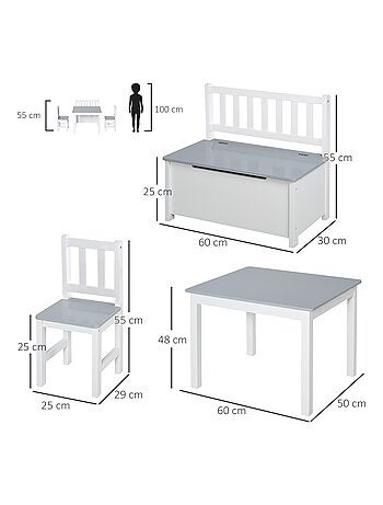 Ensemble table chaises enfant, 4 pièces