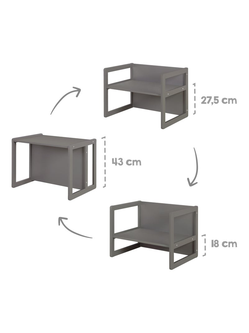 Ensemble table convertible en banc + 1 chaise évolutive ' Roba' Noir - Kiabi
