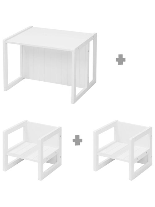 Ensemble table convertible en banc + 2 chaises évolutives ROBA - Kiabi Ensemble table convertible en banc + 2 chaises évolutives ROBA - Kiabi