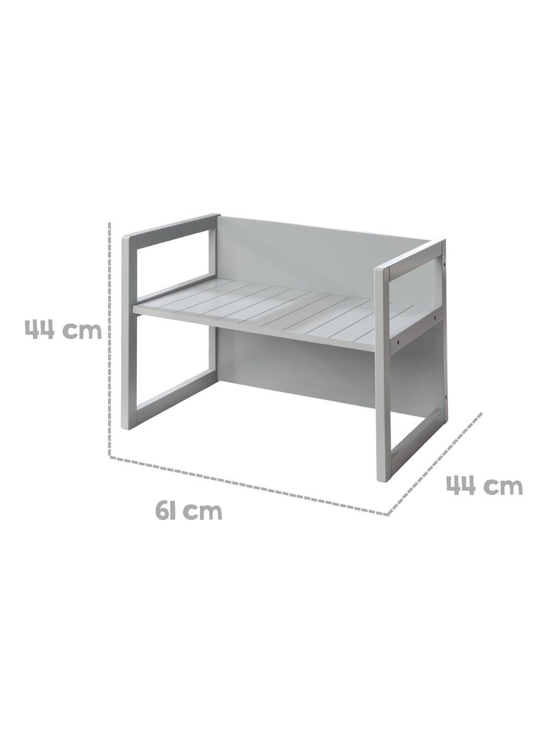 Ensemble table convertible en banc + 2 chaises évolutives ROBA Gris - Kiabi