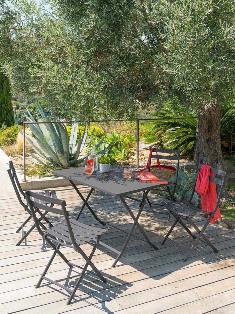 Ensemble table de jardin pliante + 4 chaises Greensboro Gris - Kiabi