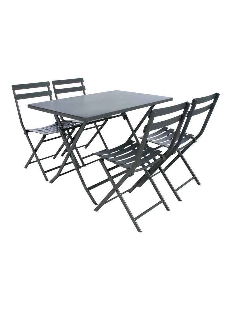 Ensemble table de jardin pliante + 4 chaises Greensboro Gris - Kiabi