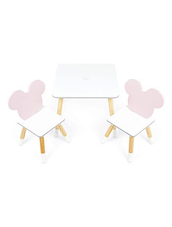 Ensemble Table En Bois - MINNIE (50X50X44CM) + 2 Chaises (26,5X26,5X50CM)