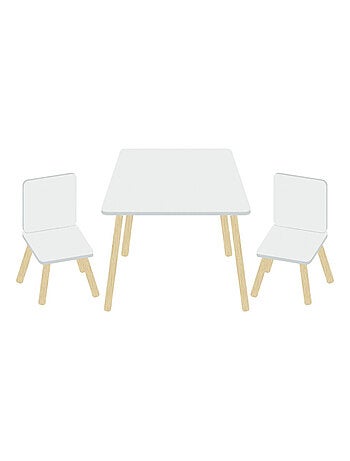 Ensemble Table En Bois (50X50X44CM) + 2 Chaises (26,5X26,5X50CM)