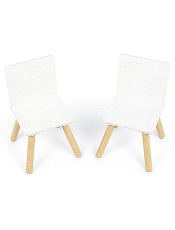 Ensemble table en bois (50x50x44cm) + 2 chaises (26,5x26,5x50cm)