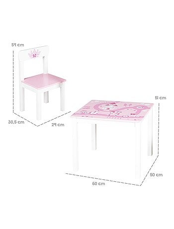 Ensemble table et 2 chaises enfant en bois - Motif contes de fées 'Roba krone'