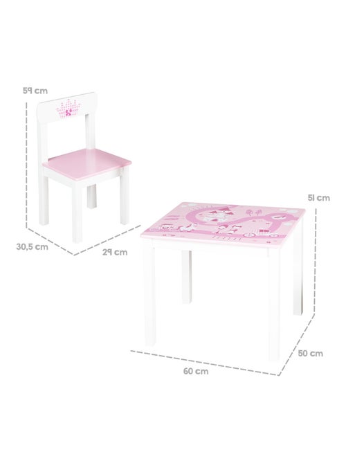 Ensemble table et 2 chaises enfant en bois - Motif contes de fées 'Roba krone' - Kiabi