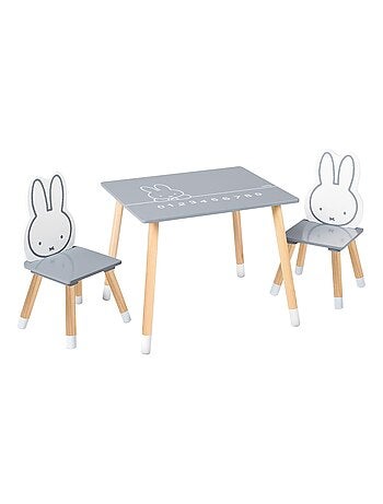 Ensemble table et 2 chaises enfant en bois - Motif lapin 'Roba miffy'
