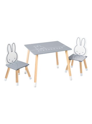 Ensemble table et 2 chaises enfant en bois - Motif lapin 'Roba miffy'
