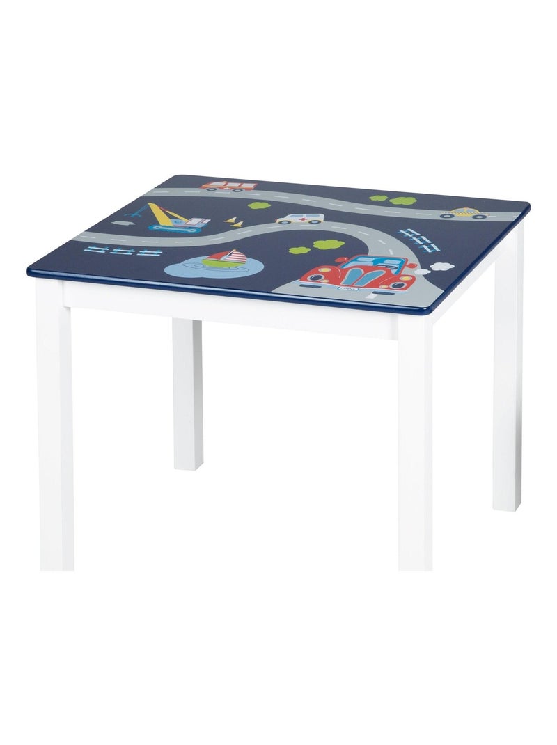 Ensemble table et 2 chaises enfant en bois - Motif voitures 'Roba Rennfahrer' Bleu Bleu marine Blanc - Kiabi