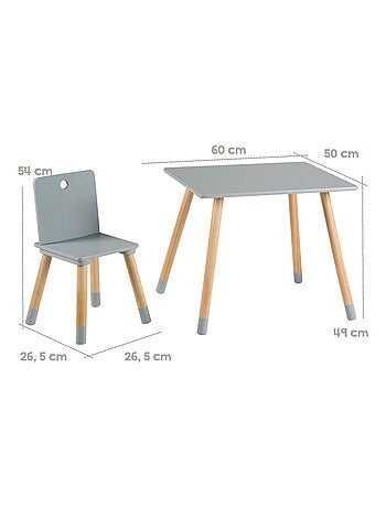 Ensemble table et 2 chaises enfant en bois - ROBA