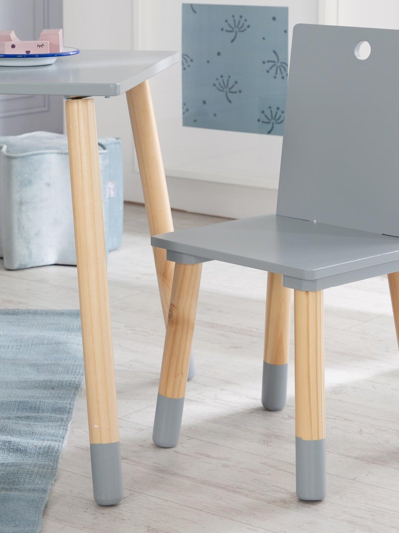 Ensemble table et 2 chaises enfant en bois - ROBA Gris Beige - Kiabi