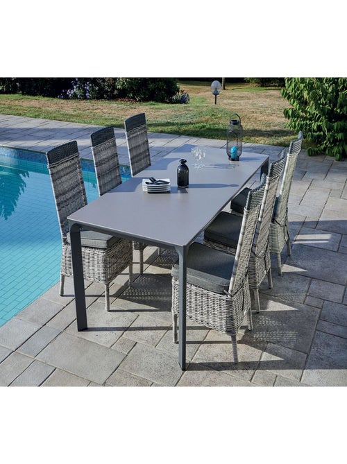 Ensemble table et 6 chaises de jardin en résine tressée 6 places FARO - Kiabi