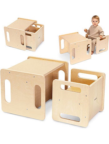 Ensemble table et chaise - mamabrum, montessori en bois multifonction 6 en 1