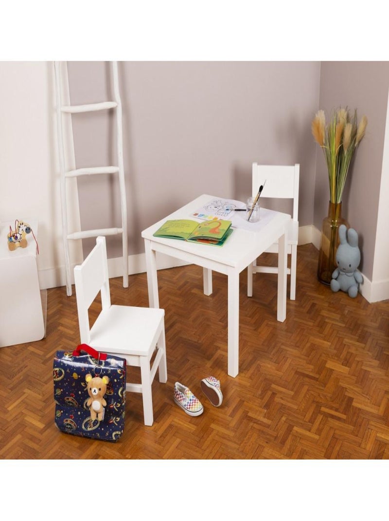 Ensemble Table et Chaises Enfant  en bois Blanc - Kiabi
