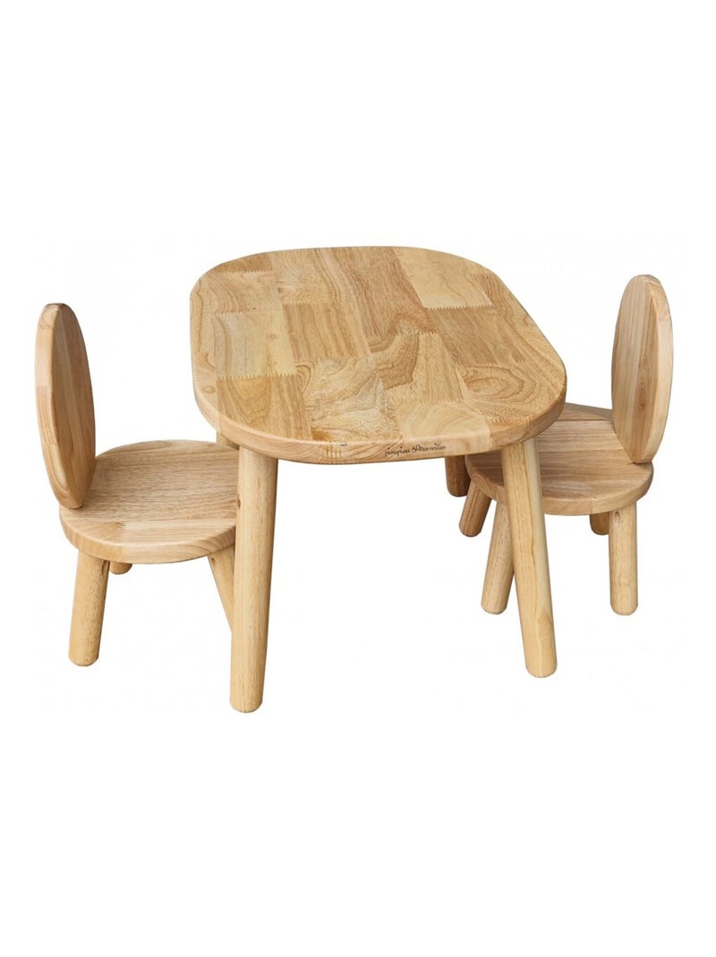 Ensemble Table et Chaises Enfant Ovaline Bois Gris - Kiabi