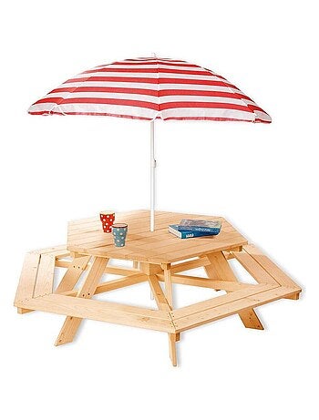 Ensemble Table et Chaises 'Pinolino' Nicki 6 places Bois massif L 162 x P 162 x H 50