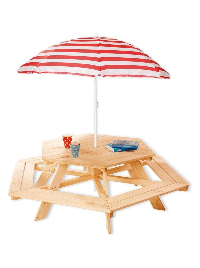 Ensemble Table et Chaises 'Pinolino' Nicki 6 places Bois massif L 162 x P 162 x H 50 Beige - Kiabi