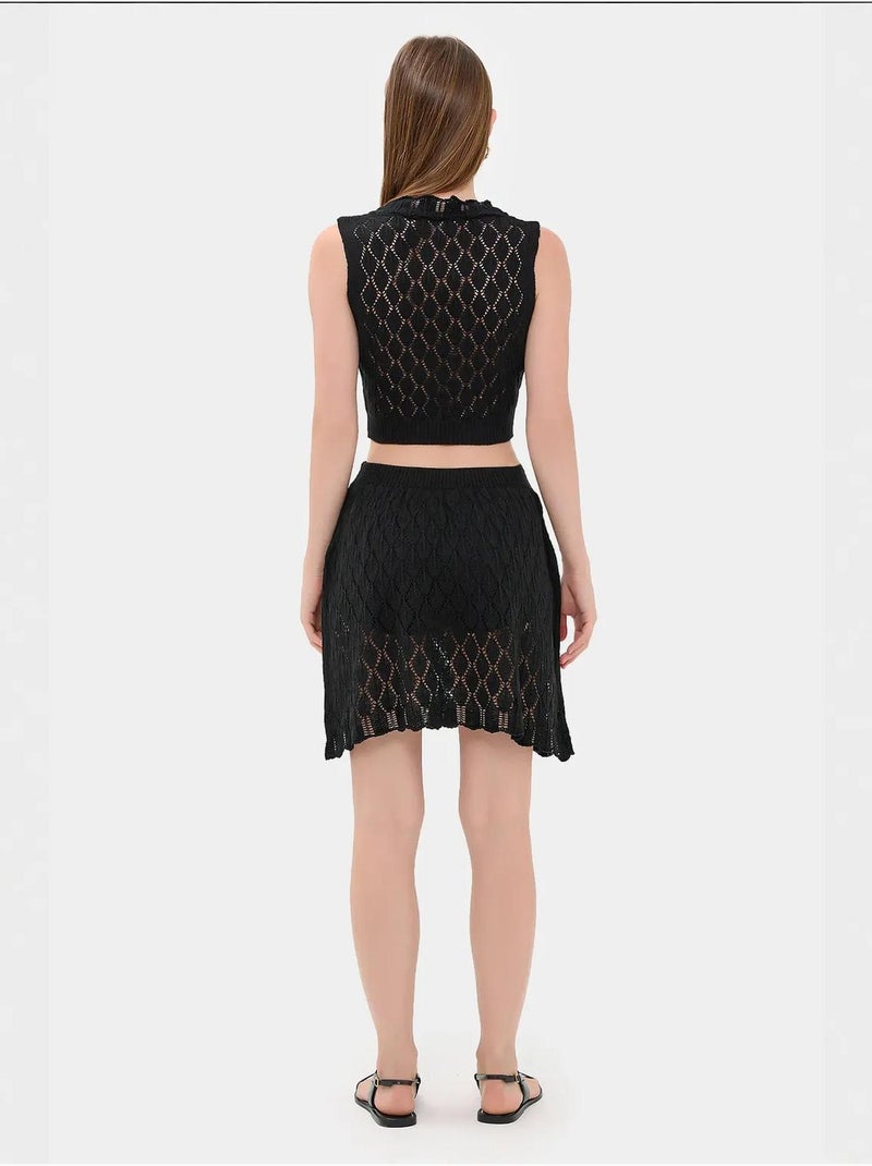 Ensemble taille haute sans manches à col plongeant et crochet Noir - Kiabi