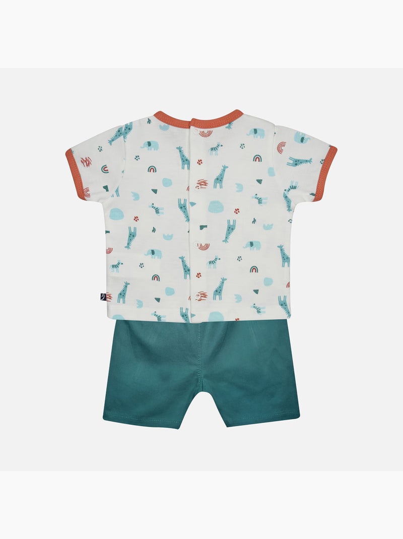 ENSEMBLE TEE SHIRT BERMUDA GEDEON MAILLE BEBE Blanc - Kiabi