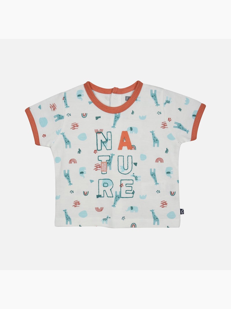 ENSEMBLE TEE SHIRT BERMUDA GEDEON MAILLE BEBE Blanc - Kiabi