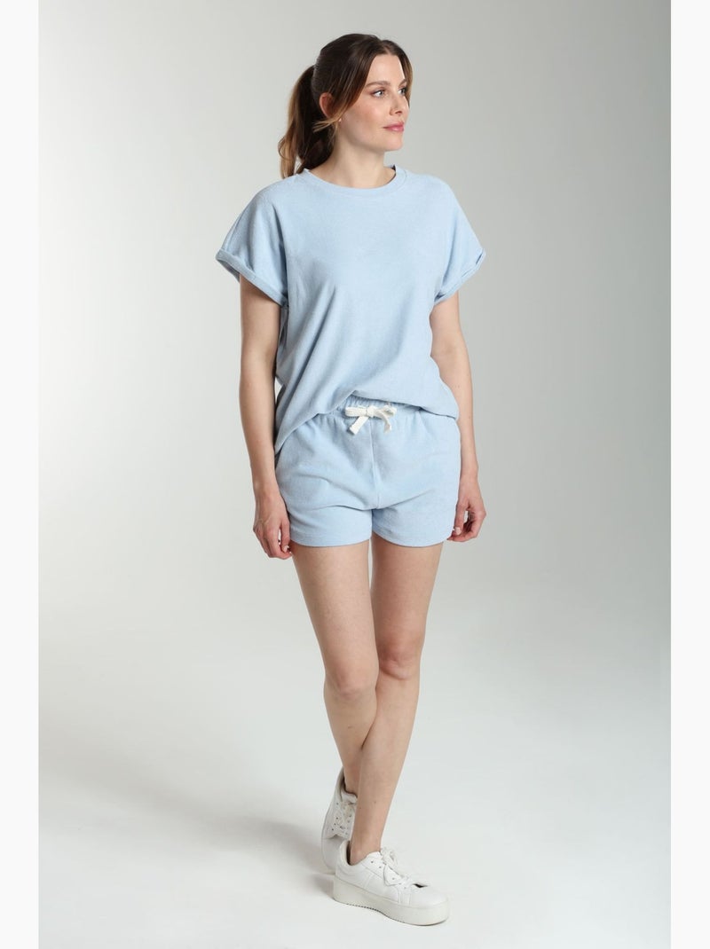 Ensemble Tee Shirt Et Short Molleton Femme Dilly Bis   | Gerard Pasquier Avec Col Rond | Gerard Pasq Bleu ciel - Kiabi