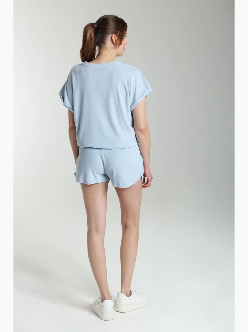Ensemble Tee Shirt Et Short Molleton Femme Dilly Bis   | Gerard Pasquier Avec Col Rond | Gerard Pasq Bleu ciel - Kiabi