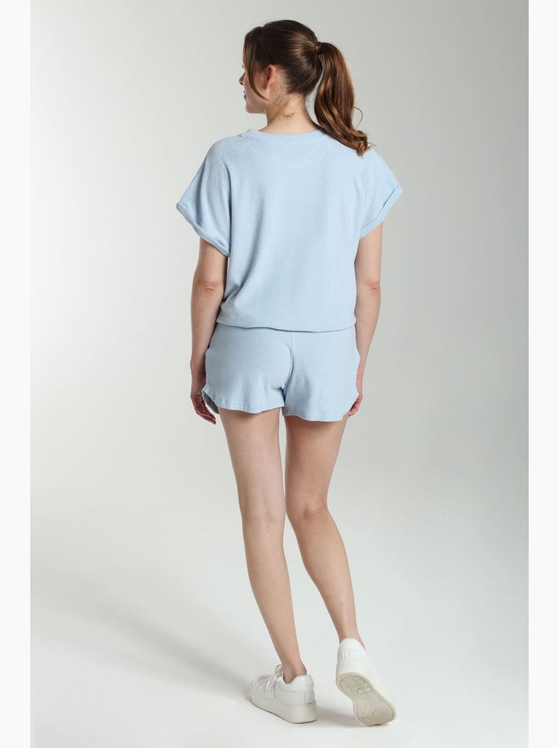 Ensemble Tee Shirt Et Short Molleton Femme Dilly Bis   | Gerard Pasquier Avec Col Rond | Gerard Pasq Bleu ciel - Kiabi