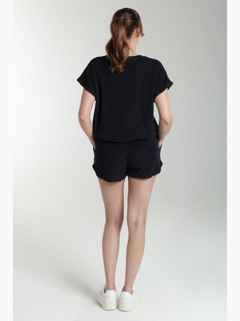 Ensemble Tee Shirt Et Short Molleton Femme Dilly Bis  | Gerard Pasquier Avec Col Rond | Gerard Pasqu Bleu marine - Kiabi