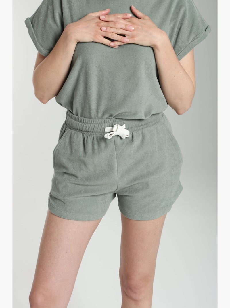 Ensemble Tee Shirt Et Short Molleton Femme Dilly Bis  | Gerard Pasquier Avec Col Rond | Gerard Pasqu Lichen - Kiabi