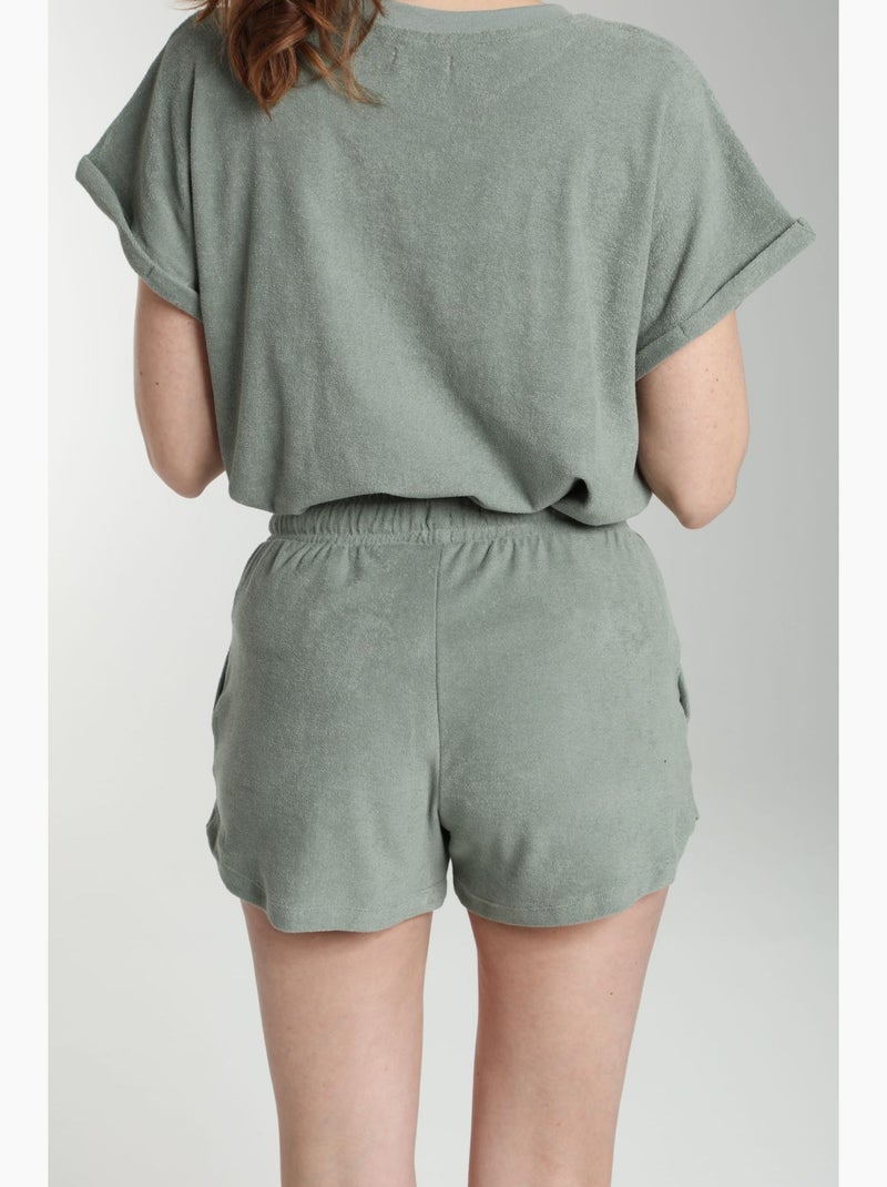 Ensemble Tee Shirt Et Short Molleton Femme Dilly Bis  | Gerard Pasquier Avec Col Rond | Gerard Pasqu Lichen - Kiabi