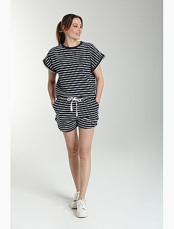 Ensemble Tee Shirt Et Short Molleton Femme Dilly Bis Marine/ | Gerard Pasquier Avec Col Rond | Gerar