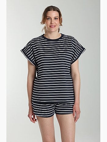 Ensemble Tee Shirt Et Short Molleton Femme Dilly Bis Marine/ | Gerard Pasquier Avec Col Rond | Gerar