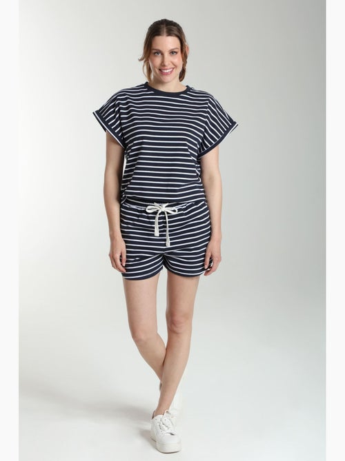 Ensemble Tee Shirt Et Short Molleton Femme Dilly Bis Marine/ | Gerard Pasquier Avec Col Rond | Gerar - Kiabi