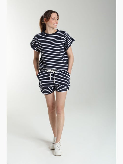 Ensemble Tee Shirt Et Short Molleton Femme Dilly Bis Marine/ | Gerard Pasquier Avec Col Rond | Gerar - Kiabi