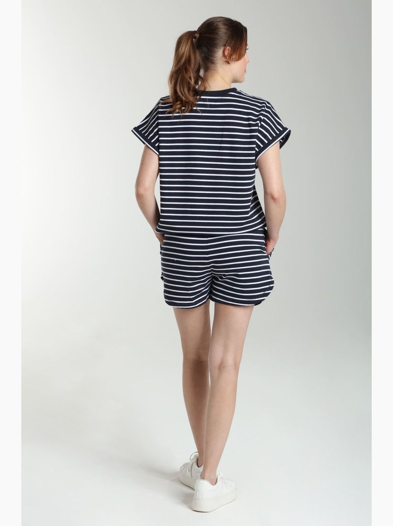 Ensemble Tee Shirt Et Short Molleton Femme Dilly Bis Marine/ | Gerard Pasquier Avec Col Rond | Gerar Blanc Bleu marine - Kiabi