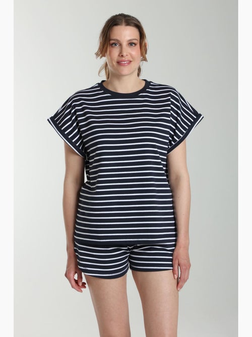 Ensemble Tee Shirt Et Short Molleton Femme Dilly Bis Marine/ | Gerard Pasquier Avec Col Rond | Gerar - Kiabi