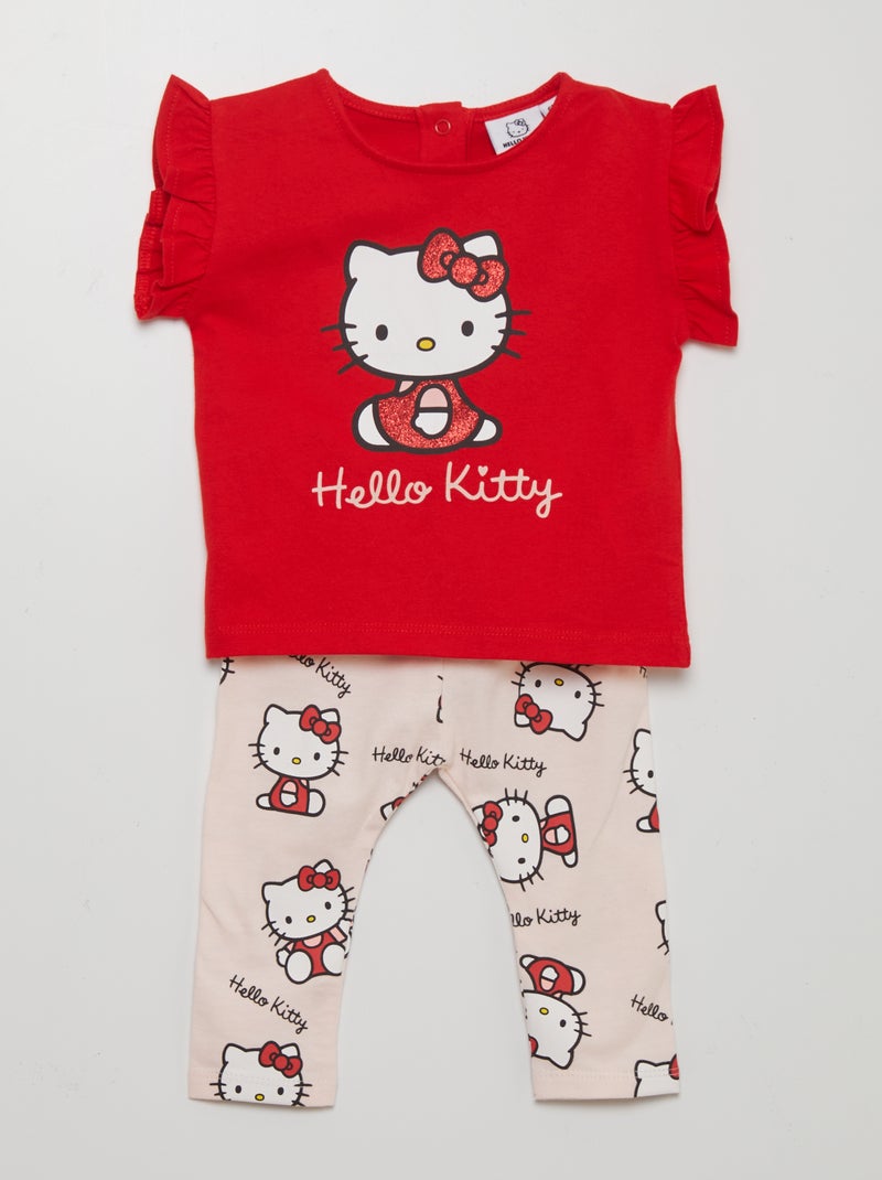 Ensemble tee-shirt + legging 'Hello Kitty' Rouge - Kiabi