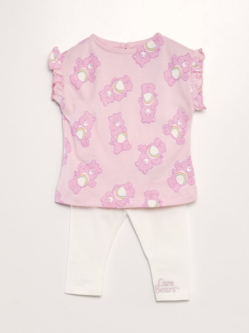 Ensemble tee-shirt + legging 'les bisounours' Rose - Kiabi