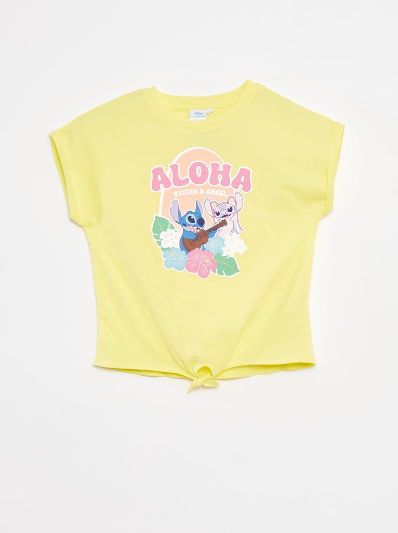 Ensemble tee-shirt long + short 'Stitch' JAUNE - Kiabi