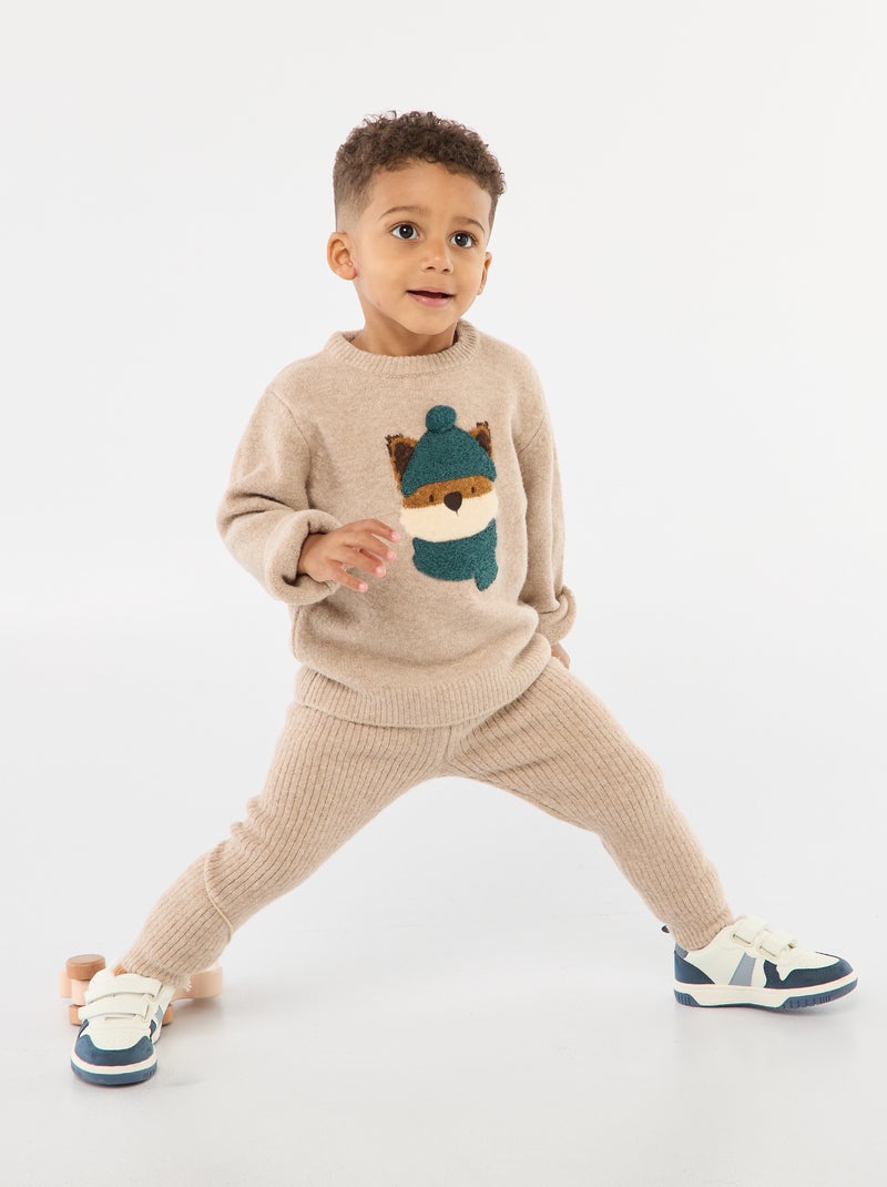 Ensemble tee-shirt + pantalon - imprimé renard Beige - Kiabi