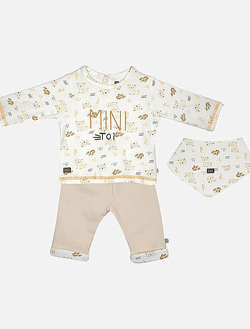 ENSEMBLE TEE SHIRT PANTALON BAVOIR GIBSON MAILLE MANCHES LONGUES NAISSANCE