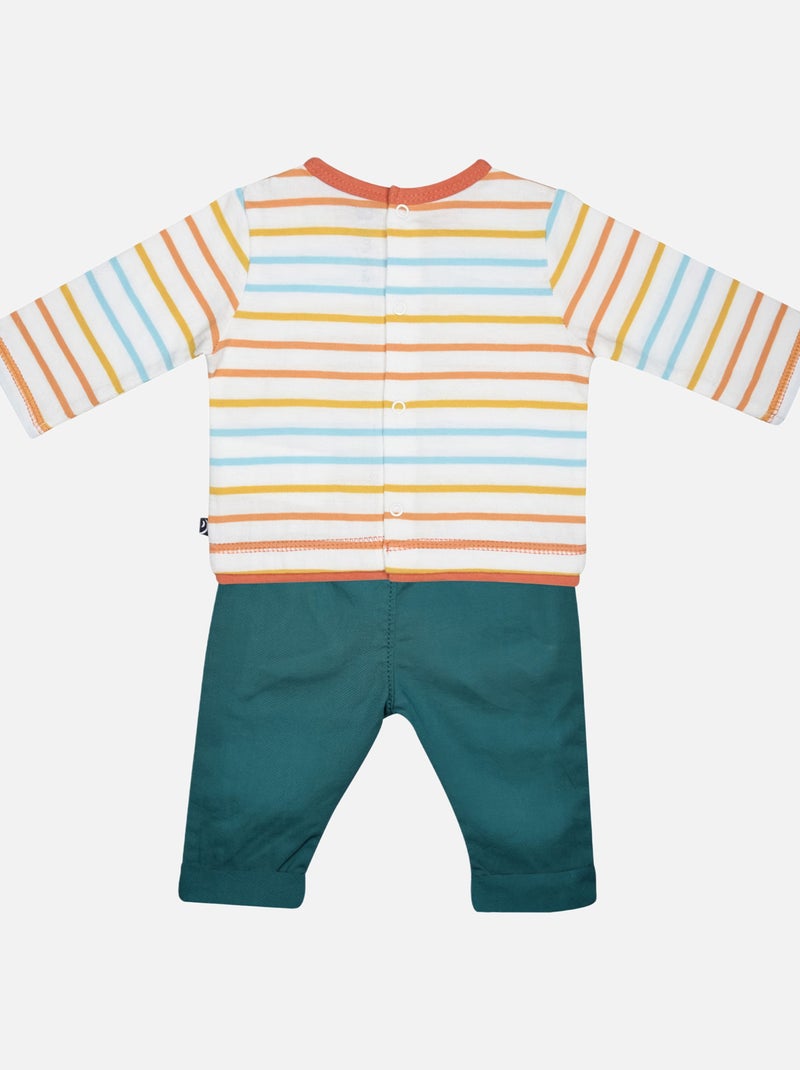 ENSEMBLE TEE SHIRT PANTALON GONTRAN MANCHES LONGUES NAISSANCE Blanc - Kiabi