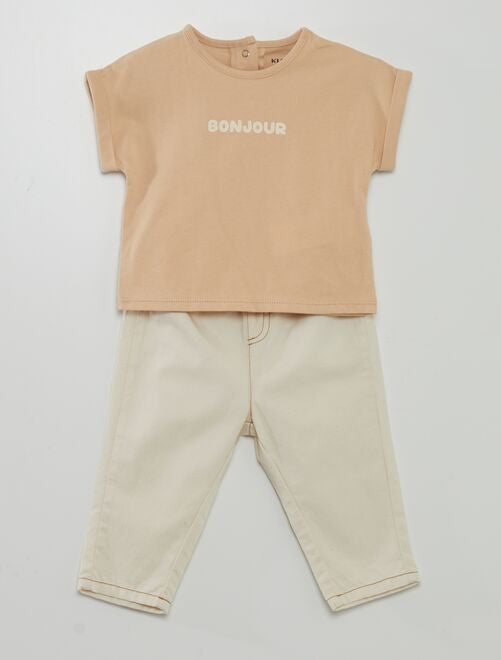 Ensemble tee-shirt + pantalon paperbag - Kiabi